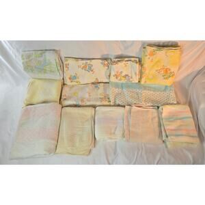 Baby Blanket Lot of 12 Vintage Flannel Receiving Blankets Animals Patterns